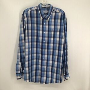 Southern Tide Men’s Button-Up Relaxed Long Sleeve Shirt Plaid Blue Size XL